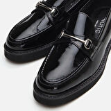 Hakiki Deri Siyah Kadın Loafer