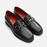 Hakiki Deri Siyah Kadın Loafer