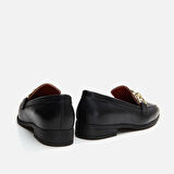 Hakiki Deri Siyah Kadın Loafer
