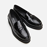 Hakiki Deri Siyah Kadın Loafer