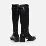 Hakiki Deri Siyah Kadın Çizme