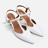 Hakiki Deri Beyaz Kadın Stiletto