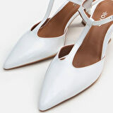 Hakiki Deri Beyaz Kadın Stiletto