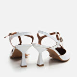 Hakiki Deri Beyaz Kadın Stiletto