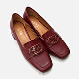 Hakiki Deri Bordo Kadın Loafer