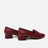 Hakiki Deri Bordo Kadın Loafer
