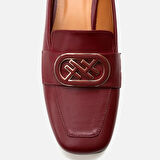 Hakiki Deri Bordo Kadın Loafer