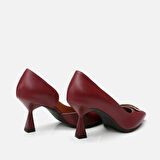 Hakiki Deri Bordo Kadın Stiletto