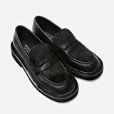 Hakiki Deri Siyah Kadın Loafer