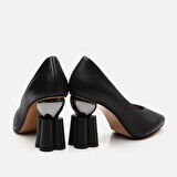 Hakiki Deri Siyah Kadın Stiletto