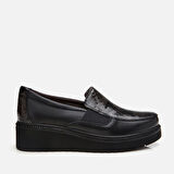 Hakiki Deri Siyah Kadın Loafer
