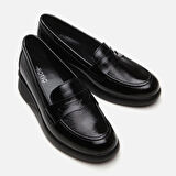 Hakiki Deri Siyah Kadın Loafer