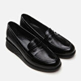 Hakiki Deri Siyah Kadın Loafer