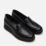 Hakiki Deri Siyah Kadın Loafer