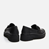 Hakiki Deri Siyah Kadın Loafer