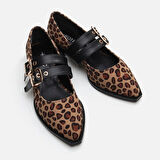 Mary Jane Leopar Desenli Kadın Loafer