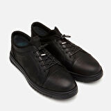 Hakiki Deri Siyah Erkek Günlük Ayakkabı