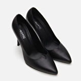 Hakiki Deri Siyah Kadın Stiletto