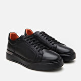 Hakiki Deri Siyah Erkek Günlük Ayakkabı