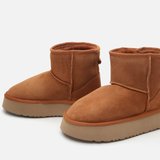 Hakiki Deri Taba Kadın Düz Bot