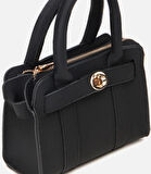 Kadın Deri Siyah Kilit Detaylı Mini Çanta