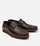 Erkek Deri Kahverengi Hafif Tabanlı Toka Detaylı Loafer