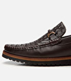 Erkek Deri Kahverengi Hafif Tabanlı Toka Detaylı Loafer