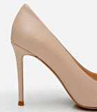 Kadın Deri Bej İnce Topuklu Stiletto