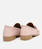 Kadın Deri Pembe Tokalı Loafer