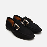 Hakiki Deri Siyah Kadın Tokalı Loafer