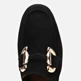 Hakiki Deri Siyah Kadın Tokalı Loafer