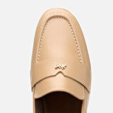 Kadın Deri Bej Logo Detaylı Loafer