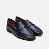 Hakiki Deri Lacivert Kadın Loafer