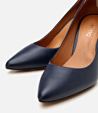 Kadın Deri Lacivert Yüksek Topuklu Stiletto