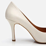 Hakiki Deri Ekru Kadın Stiletto