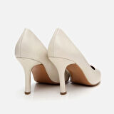 Hakiki Deri Ekru Kadın Stiletto