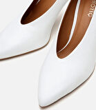 Kadın Deri Ekru Zincir Detaylı Stiletto