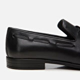 Erkek Deri Siyah Püskül Detaylı Loafer