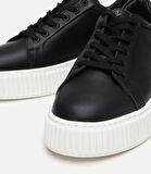 Erkek Deri Siyah Yüksek Tabanlı Spor Ayakkabı