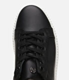 Erkek Deri Siyah Yüksek Tabanlı Spor Ayakkabı