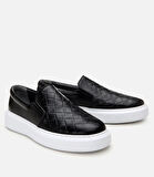 Erkek Deri Siyah Baskılı Günlük Loafer