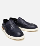 Erkek Deri Lacivert Ultra Hafif Tabanlı Klasik Loafer