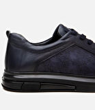 Erkek Deri Lacivert Şeffaf Tabanlı Spor Ayakkabı