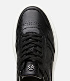 Erkek Deri Siyah Yüksek Tabanlı Spor Ayakkabı