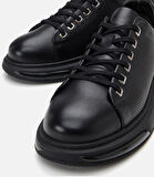 Erkek Deri Siyah Hafif Tabanlı Spor Ayakkabı