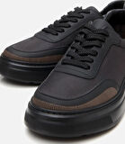 Erkek Deri Siyah Ultra Hafif Tabanlı Spor Ayakkabı