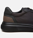 Erkek Deri Siyah Ultra Hafif Tabanlı Spor Ayakkabı