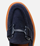 Kadın Süet Deri Lacivert Esnek Tabanlı Günlük Loafer