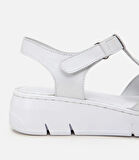 Kadın Deri Beyaz Ayarlanabilir Comfort Sandalet