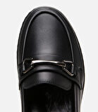 Kadın Deri Siyah Tokalı Günlük Loafer